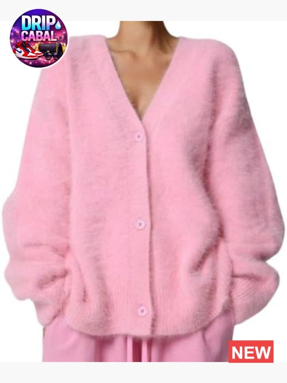 Oversized Mohair V-Neck Button Down Cardigan Sweater Y2k